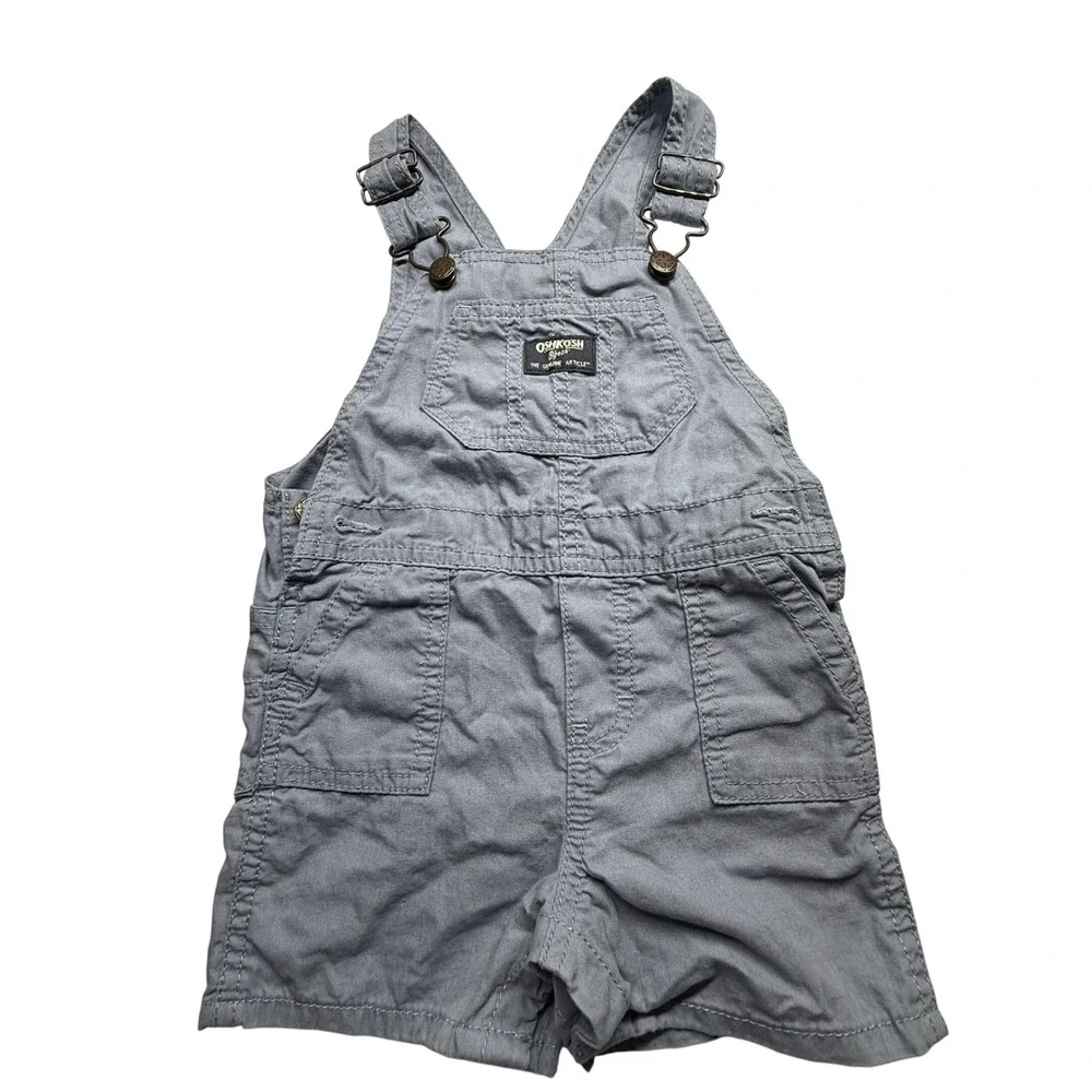 OshKosh B'gosh 18M Blue Cotton Shortalls Short Overalls Baby Unisex